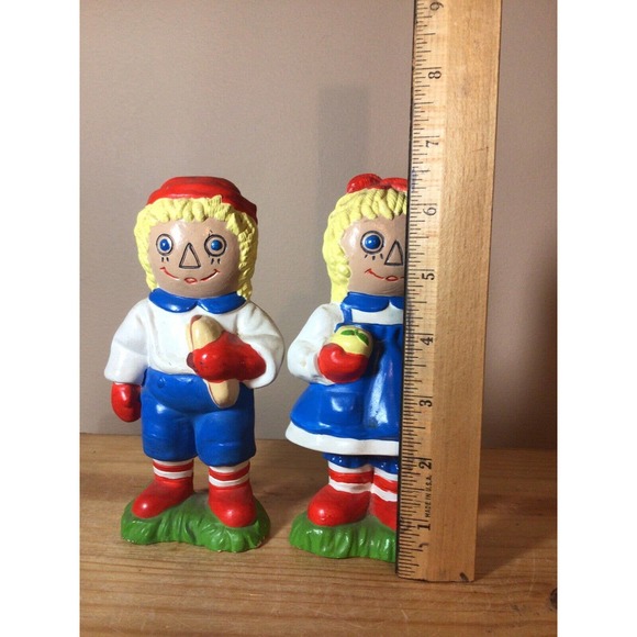 Raggedy Ann and Andy Ceramic Shelf Sitters or Book Ends Duncan Molds - Picture 5 of 10